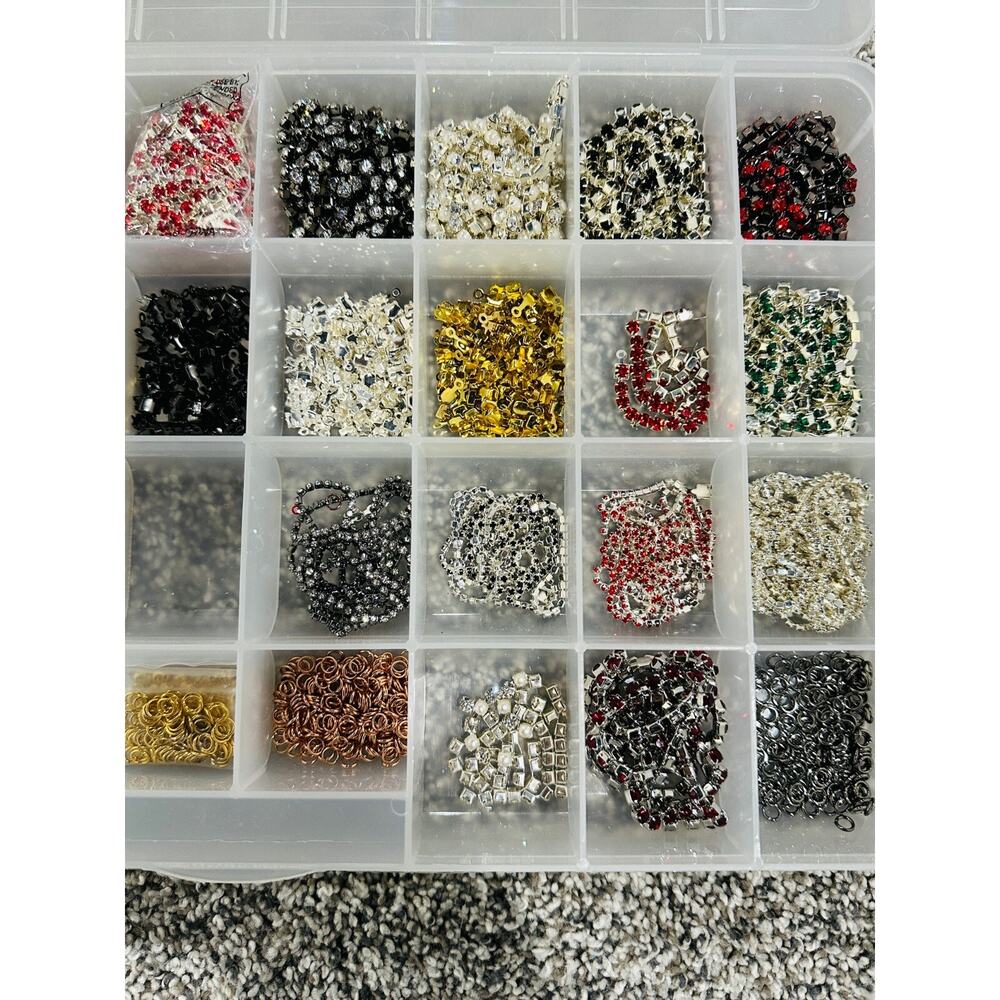 Large Lot Cupchains Rhinestone Crystal Glass Bead Chains · Silver · Gold · Clear - Picture 3 of 8
